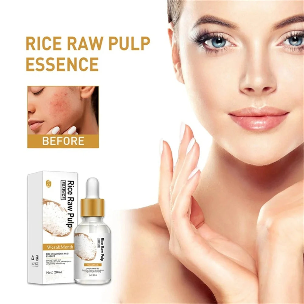 Rice Raw Pulp Facial Serum bottle with rice ingredients highlighting lightweight hydration and radiant skin benefits