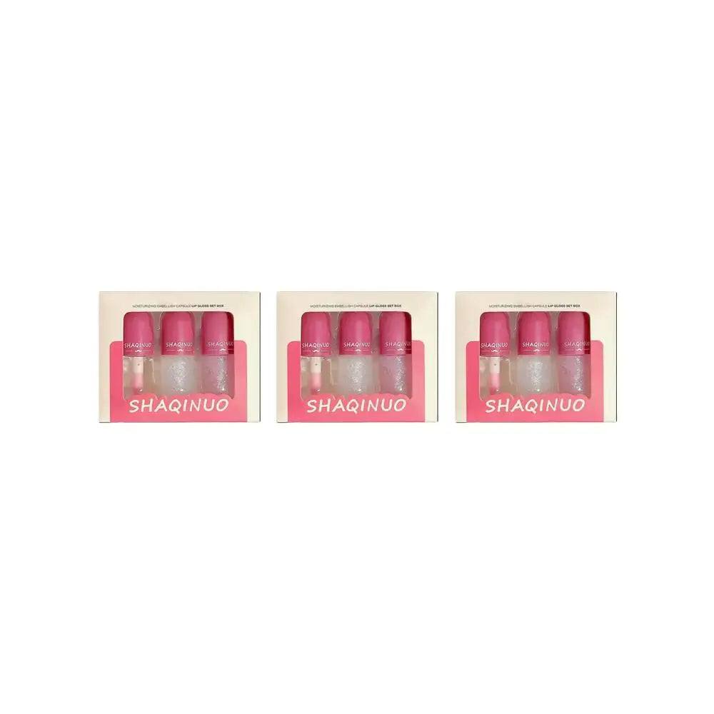 Moisturizing glitter lip balm with glossy sparkling finish